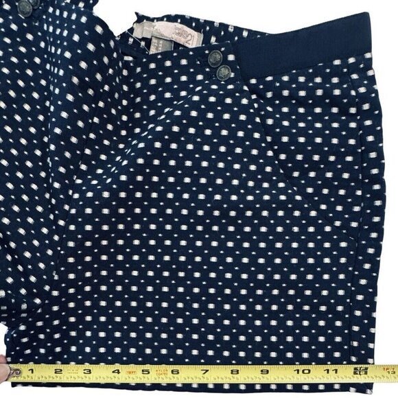 FOREVER 21 Textured Navy/White Shorts Medium Square Button-Front Grosgrain Waist - Picture 15 of 16